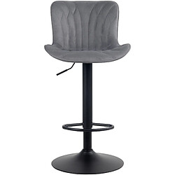 Avis Decoshop26 Tabouret de bar chaise haute x1 avec coutures décoratives en velours gris pieds en métal noir 10_0005172