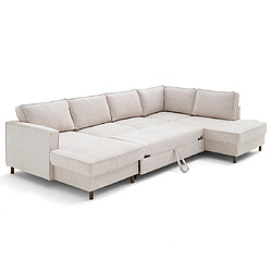 Lisa Design Jake - canapé panoramique d'angle droit 7 places convertible avec coffre en tissu velours relief