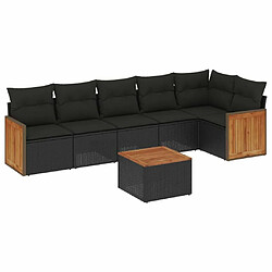 Maison Chic Ensemble Tables et chaises d'extérieur 7pcs avec coussins,Salon de jardin noir résine tressée -GKD666817