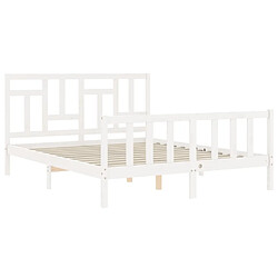 Maison Chic Cadre/structure de lit avec tête de lit pour adulte - Lit Moderne Chambre blanc King Size bois massif -MN42963 pas cher