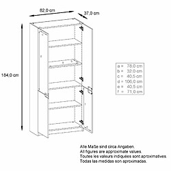 Mpc Armoire De Bureau Noir Mat Et Façades Laquées (lxhxp) : 82 x 185 x 37 pas cher