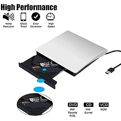 Lecteur DVD externe, lecteur CD/DVD-RW/lecteur DVD portable USB 3.0 pour ordinateurs portables