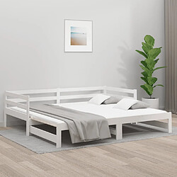 Maison Chic Lit de jour avec lit gigogne et matelas, Lit de repos Lit d'invité pour Salon Chambre,Canapé-lit blanc 90x190 cm bois de pin massif -MN58500