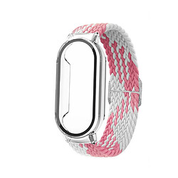 Bracelet en nylon élastique, 3 en 1, tressé pour votre Xiaomi Mi Band 7/7 NFC - Blanc rose/transparent