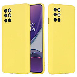 Coque en silicone plaine avec sangle jaune pour votre OnePlus 8T