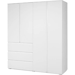 Acheter Armoire - Image 60C - Décor blanc - 4 portes, 2 tiroirs - 160 x 55 x 191 cm