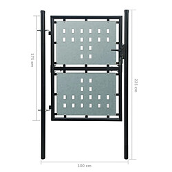 vidaXL Portail simple de clôture Noir 100x225 cm pas cher