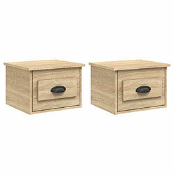 Maison Chic Lot de 2 Tables de chevet,Table de nuit,Table d'appoint pour salon murales chêne sonoma 41,5x36x28 cm -MN37606