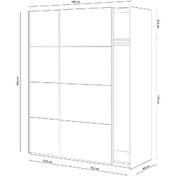 Acheter Pegane Armoire avec 2 portes coulissantes coloris blanc artik - Longueur 150 x Profondeur 60 x Hauteur 200 cm