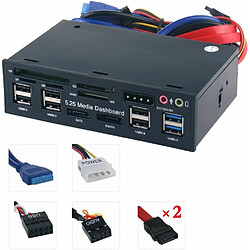 Acheter Kalea-Informatique Façade 5.25 pour CF SD MicroSD MMC USB2 USB3 eSATA SATA Audio 12V 5V