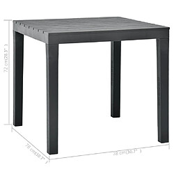 vidaXL Table de jardin avec 2 bancs Plastique Anthracite pas cher