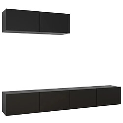 Maison Chic Meubles TV 3 pcs | Banc TV Moderne pour salon | Meuble de Rangement Noir Aggloméré -MN32673