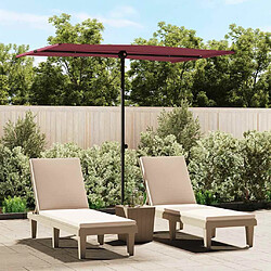 vidaXL Parasol de jardin et mât en aluminium 2x1,5 m rouge bordeaux