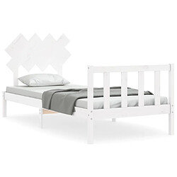 Maison Chic Cadre/structure de lit avec tête de lit pour adulte - Lit Moderne Chambre blanc simple bois massif -MN40556