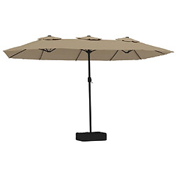 vidaXL Parasol de jardin à double tête avec LED taupe 449x245 cm