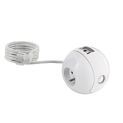 Watt & Co Multiprise Multimédia WATTBALL 2P 16A + 1P 6A + USB 2.1A - Blanche