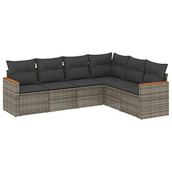 Maison Chic Ensemble Tables et chaises d'extérieur 6pcs avec coussins,Salon de jardin gris résine tressée -GKD438189