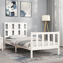 Avis Maison Chic Cadre/structure de lit avec tête de lit pour adulte - Lit Moderne Chambre blanc petit simple bois massif -MN20781