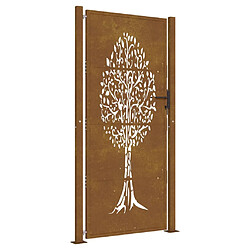 vidaXL Portail de jardin 105x205 cm acier corten conception de l'arbre