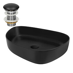 ML-Design Vasque à poser en céramique lavabo avec garniture de vidange noir 550 x 420 mm