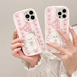 GUPBOO Étui pour iPhone13 Main tenant une grande fleur rose lapin mignon étui pour téléphone portable fille douce