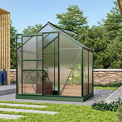 Vitavia Serre de jardin en polycarbonate 4 mm et aluminium vert émeraude avec embase Venus Longueur de 131 cm.