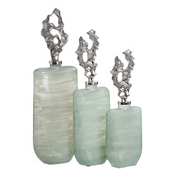 BigBuy Home Bouteille Vert Argenté Aluminium Verre 16 x 10 x 46 cm Décorative