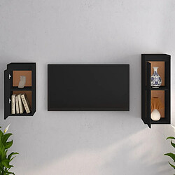 Avis Maison Chic Meubles TV 2 pcs pour salon Noir Bois massif de pin -MN21745