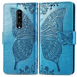 Wewoo Housse Coque Étui en cuir à rabat horizontal Butterfly Love Flowers pour OnePlus 7 Proavec porte-cartes et porte-cartesainsi que portefeuille et lanière bleu