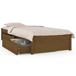 Maison Chic Lit adulte - Cadre de lit avec tiroirs,Structure du lit Contemporain Marron miel 90x200 cm -MN98943