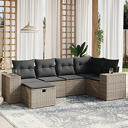 Maison Chic Ensemble Tables et chaises d'extérieur 6pcs avec coussins,Salon de jardin gris résine tressée -GKD579310