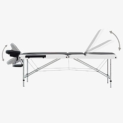 Avis vidaXL Table de massage pliable 3 zones Aluminium Noir et blanc