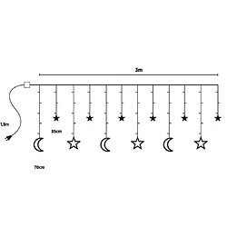 Rideau lumineux Moon in the Room ML47C 12 glaçons 138LED 3m Etoiles et lunes blanc chaud pas cher