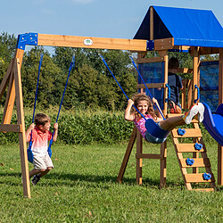 Backyard Discovery Aurora Aire de jeux en bois | Aire de Jeux Extérieur avec balançoire / toboggan / bac de sable / échelle | Balancoire Exterieur avec Toboggan, Portique Balancoire Exterieur pas cher