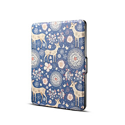 Wewoo Renne Bleu Impression horizontale Flip en cuir PU étui de protection pour Amazon Kindle Paperwhite 1 & 2 & 3 avec sommeil / réveil