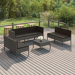 Maison Chic Salon de jardin 8 pcs + coussins - Mobilier/Meubles de jardin - Table et chaises d'extérieur Résine tressée Gris -MN57685