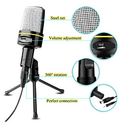 Acheter Universal Microphone à condensateur 3,5 mm avec support à trépied Enregistrement audio pour PC Smartphone Microphone Streaming | Microphone