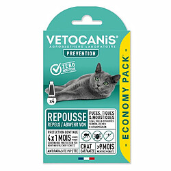 VETOCANIS 4 Pipettes Anti-puces et anti-tiques - Pour Chat - 4x 1 mois de protection