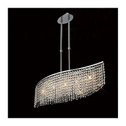 Luminaire Center Suspension Fabio télescopique Bar 5 Ampoules chrome poli/cristal