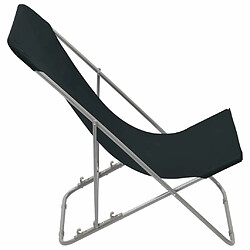 Acheter Maison Chic Lot de 2 Chaises de plage pliables | Chaises Relax d'extérieur Acier et tissu oxford Noir -GKD44389