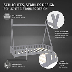 Acheter ML-Design Lit d'enfant Tipi + matelas lit avec protection antichutes en bois gris 80x160cm