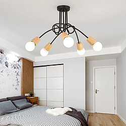 Avis Stoex Plafonnier Lampe de Plafond Vintage avec 5 Edison Douille E27 en Métal Bois Luminaire pour Salon Chambre Décoration,Noir