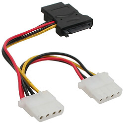 Câble adaptateur d'électricité SATA, InLine®, SATA prise femelle à 3x 5,25"" mâle, 15cm