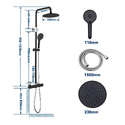 Acheter Cecipa max 38 °C Colonne de Douche Thermostatique avec Mitigeur, Ensemble de Douche Thermostatique Réglable en Hauteur Noir+Chrome,EU Modèle