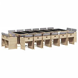 vidaXL Ensemble à manger de jardin et coussins 17 pcs mélange beige