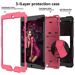 Wewoo Housse Étui Coque Pour iPad 10.2 Etui antichoc en silicone bicolore avec support et fente stylo noir + rose vif pas cher