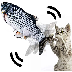 Poisson jouet électrique avec herbe à chat, jouet interactif avec USB, poisson de simulation en peluche pour chat à jouer, mordre, mâcher et donner un coup de pied