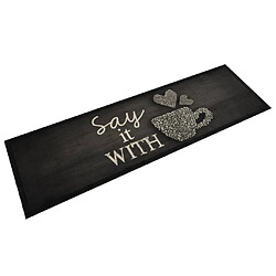 vidaXL Tapis de cuisine lavable imprimé tasse noir 45x150 cm velours