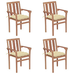 Maison Chic Lot de 4 Chaises de jardin avec coussins,Fauteuil d'extérieur empilables Teck solide -MN59926