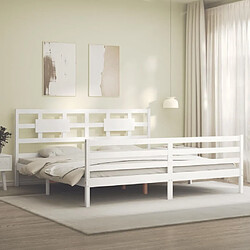 Avis Maison Chic Lit adulte - Cadre Structure de lit avec tête de lit Contemporain blanc 200x200 cm bois massif -MN63261